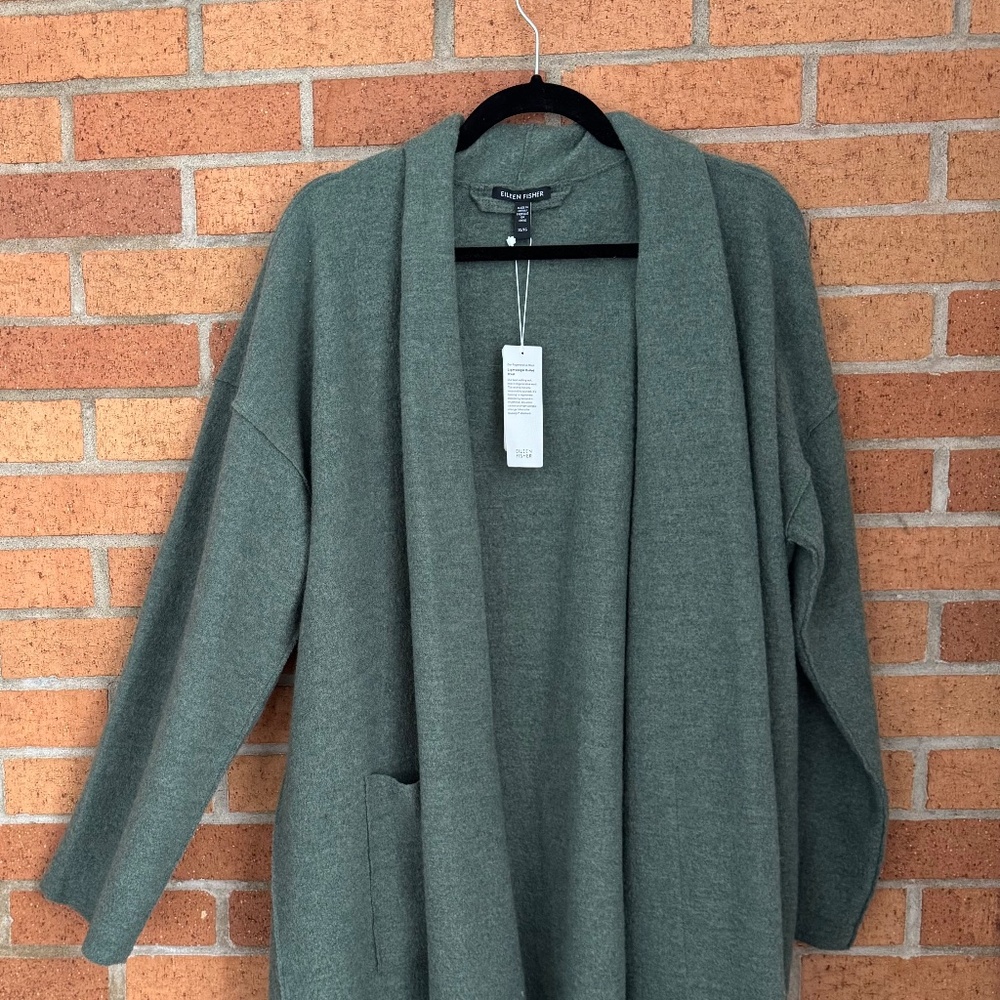 Eileen Fisher High-Collar Wool Coat – Cypress